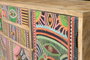 GINER Y COLOMER Cómoda de madera de mango color natural y multicolor